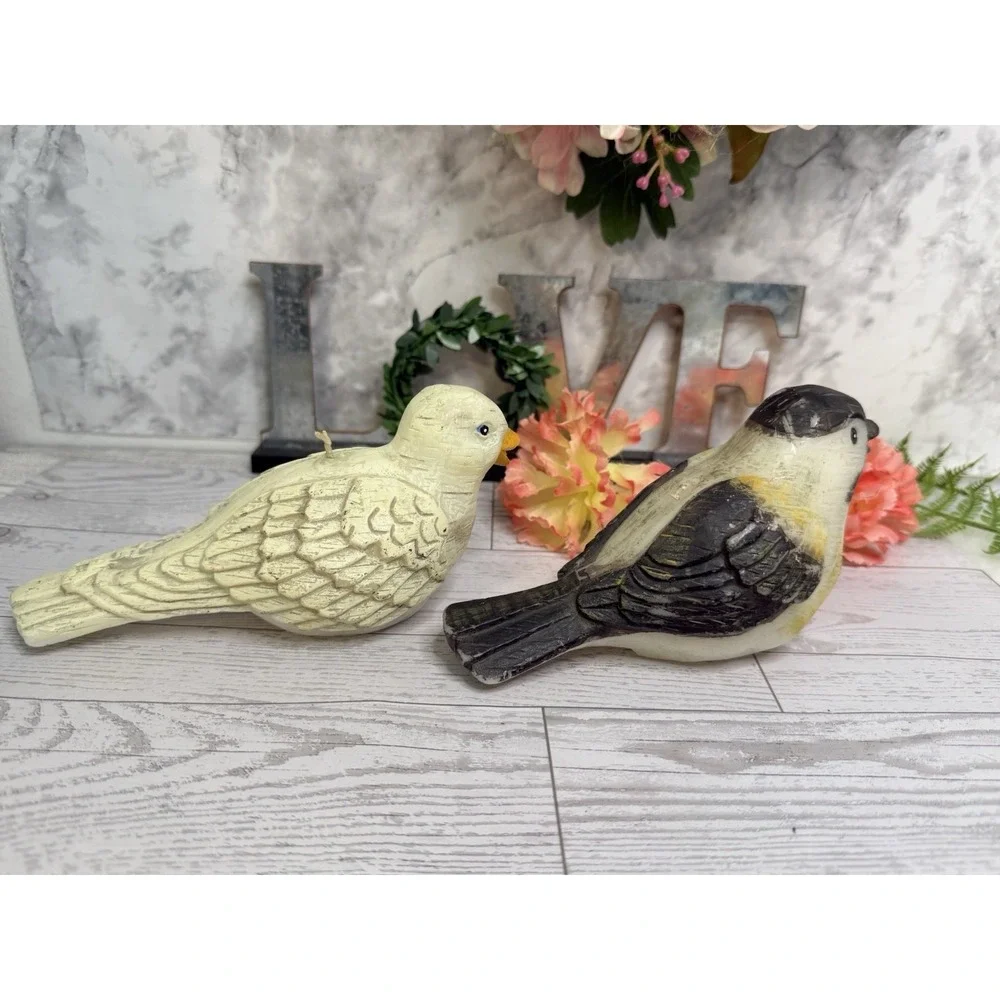 Wax Candles Chickadee And‎ Dove Birds Winter Woodland Series By Russ Berrie NWT